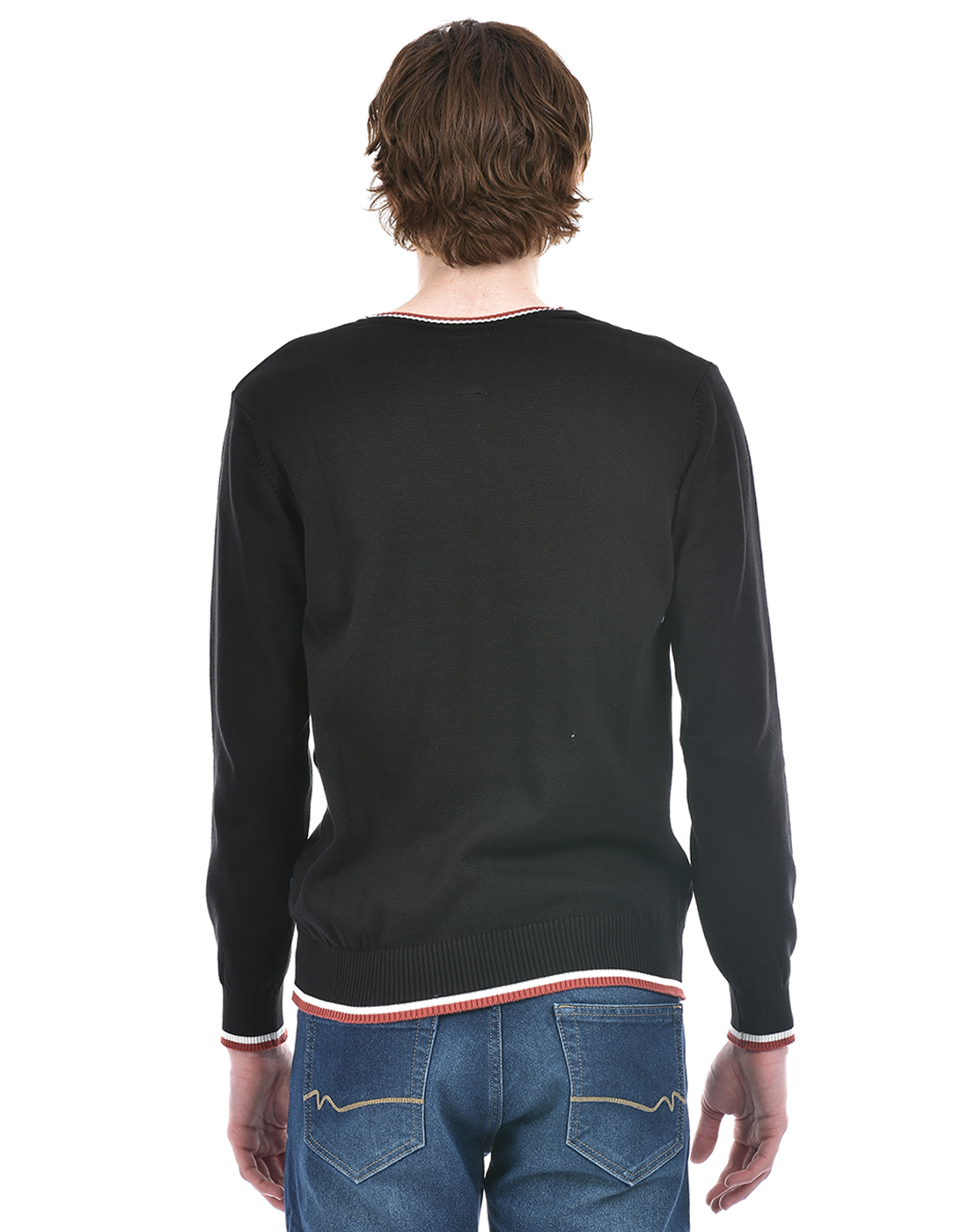 Numero Uno Men Striped Black Sweater